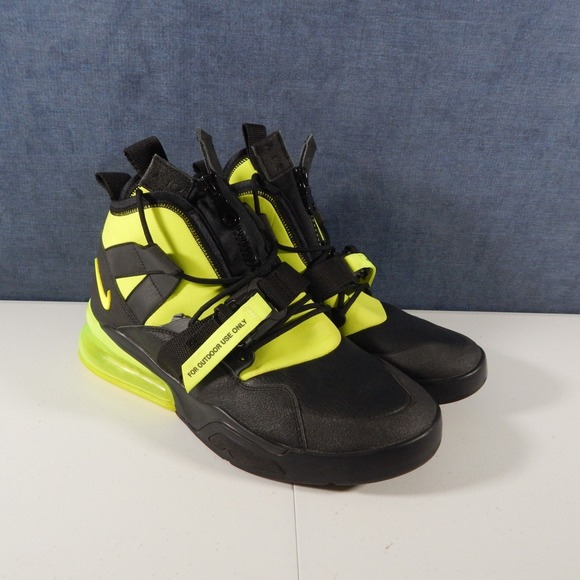 Nike Air Force 270 Mens 10.5 Utility Black Volt AQ0572-001 Neon Green Sneakers